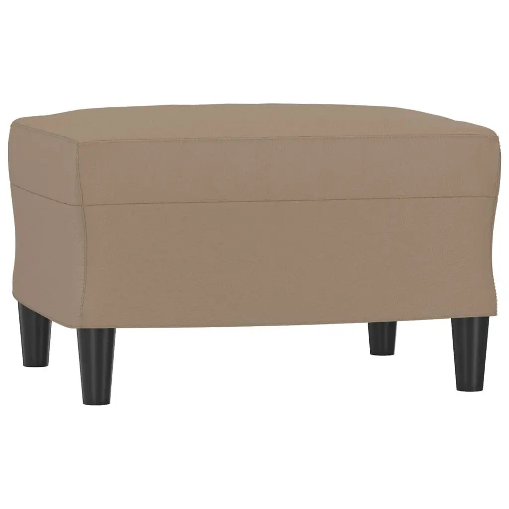 3 Piece Sofa Set with Footstool Cushions Brown Faux Leather Living Room