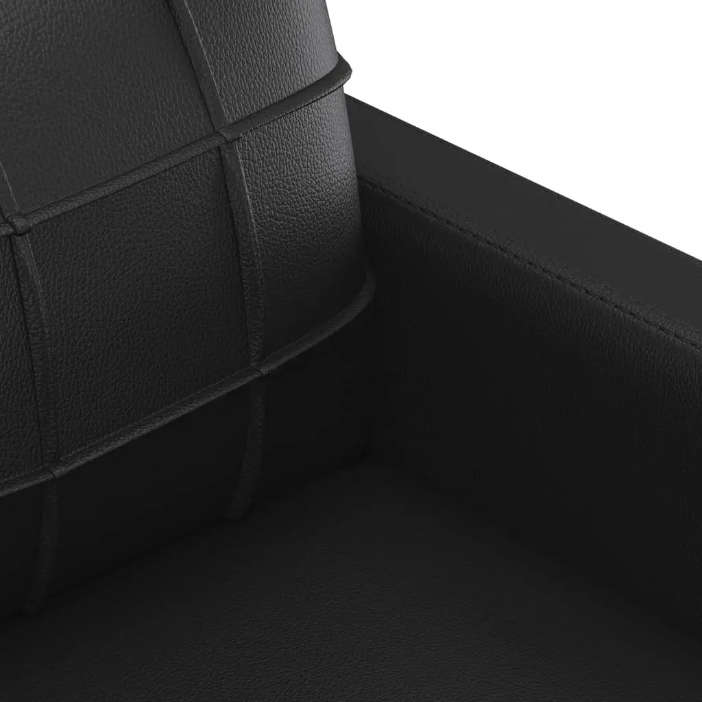 2 Piece Sofa Set Living Room Black Faux Leather Couch