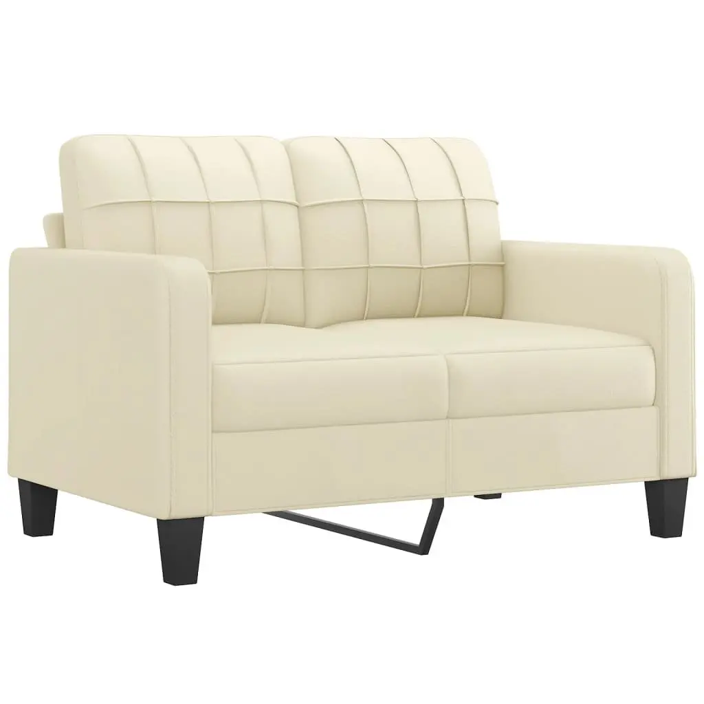 Sofa Set for Lounge Cream Faux Leather 2 Piece