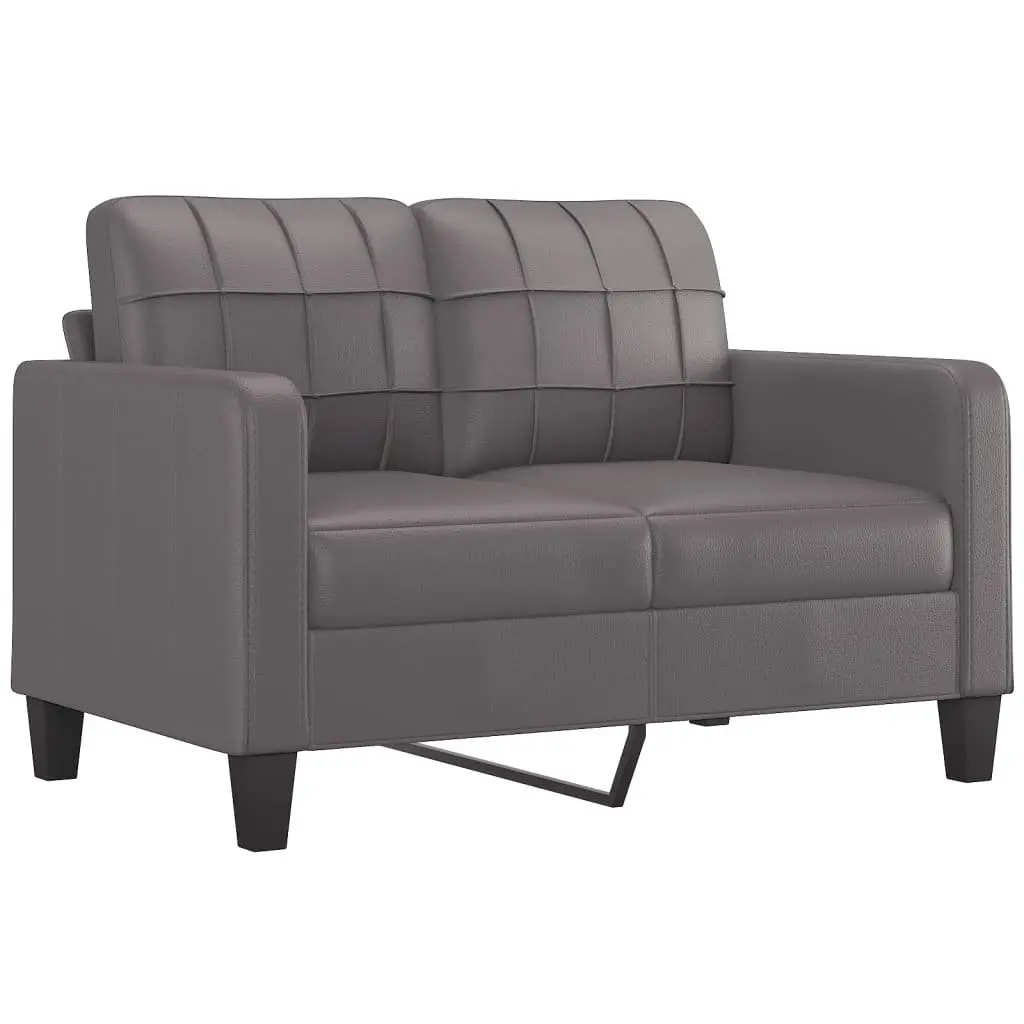 Grey Faux Leather 2 Piece Sofa Set