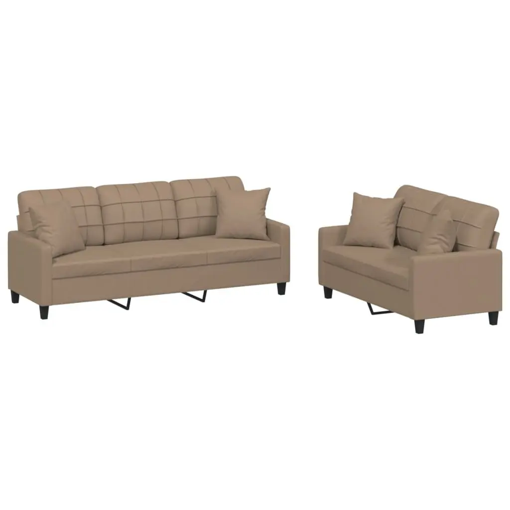 Brown Faux Leather Sofa Set