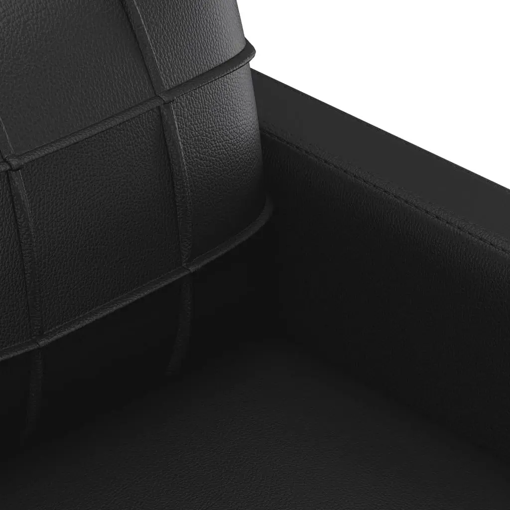 3 Piece Sofa Set Black Faux Leather Couch Living Room Furniture with Pillows