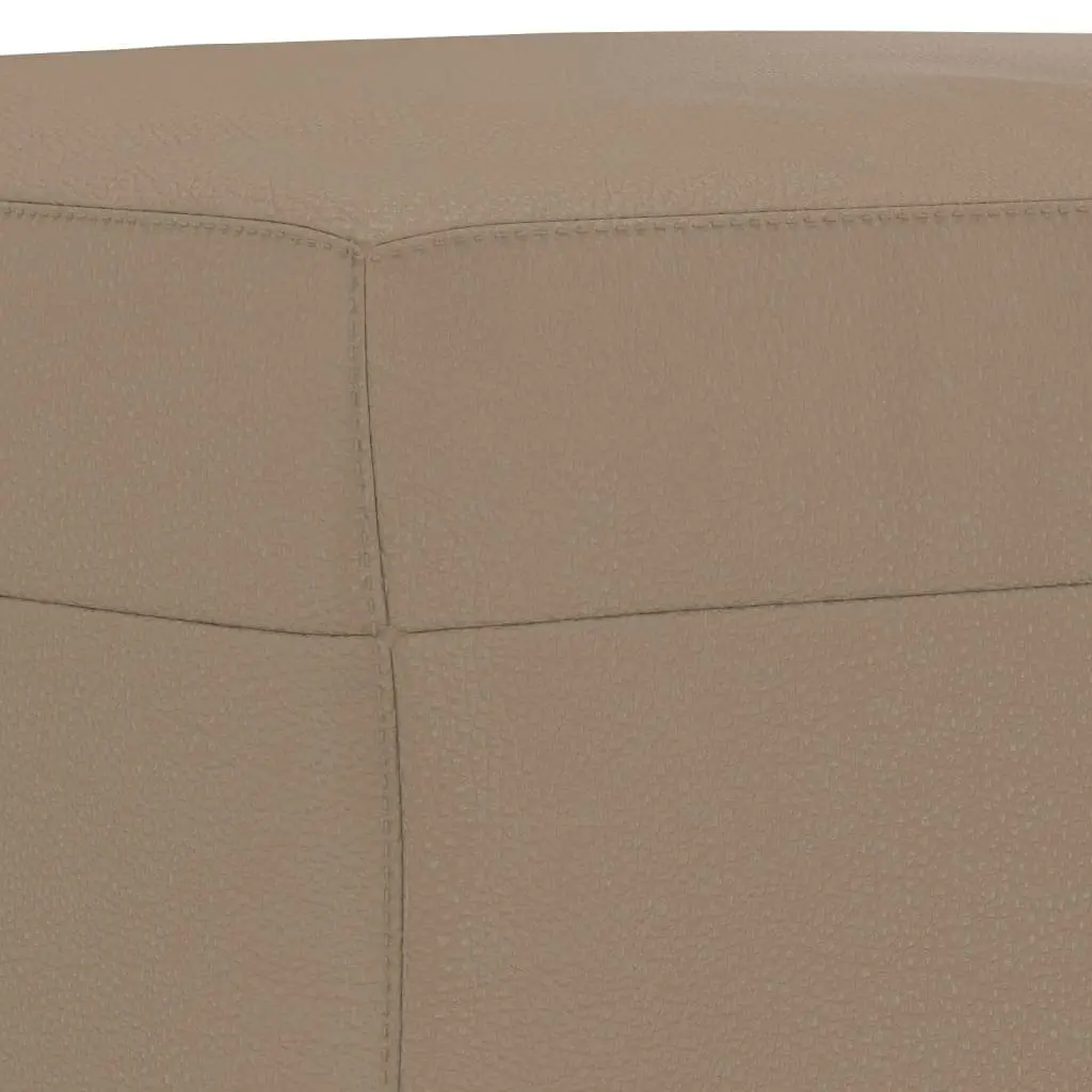 3 Piece Sofa Set with Throw Pillows Footstool Brown Faux Leather Living Room