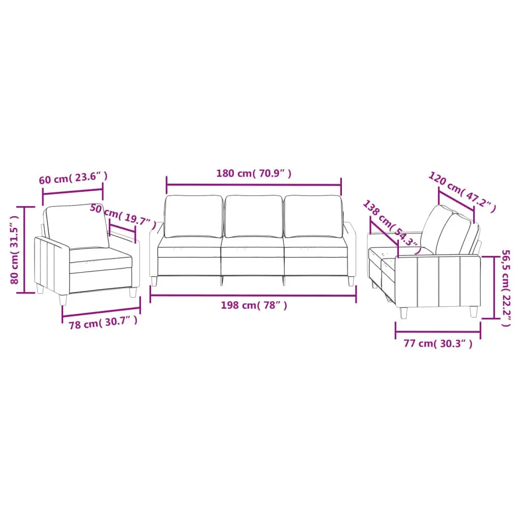 3 Piece Sofa Set Living Room Furniture Faux Leather Cream Lounge Seating