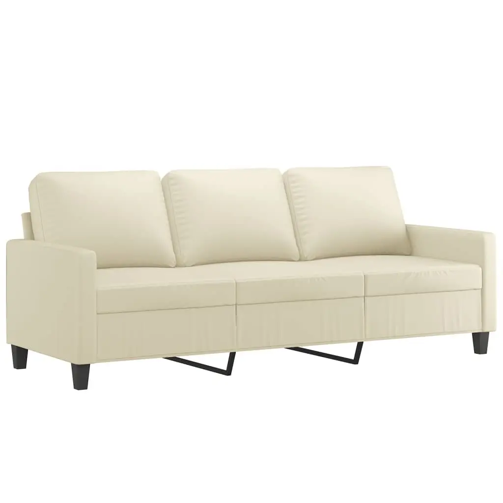 4 Piece Sofa Set for Living Room Cream Faux Leather