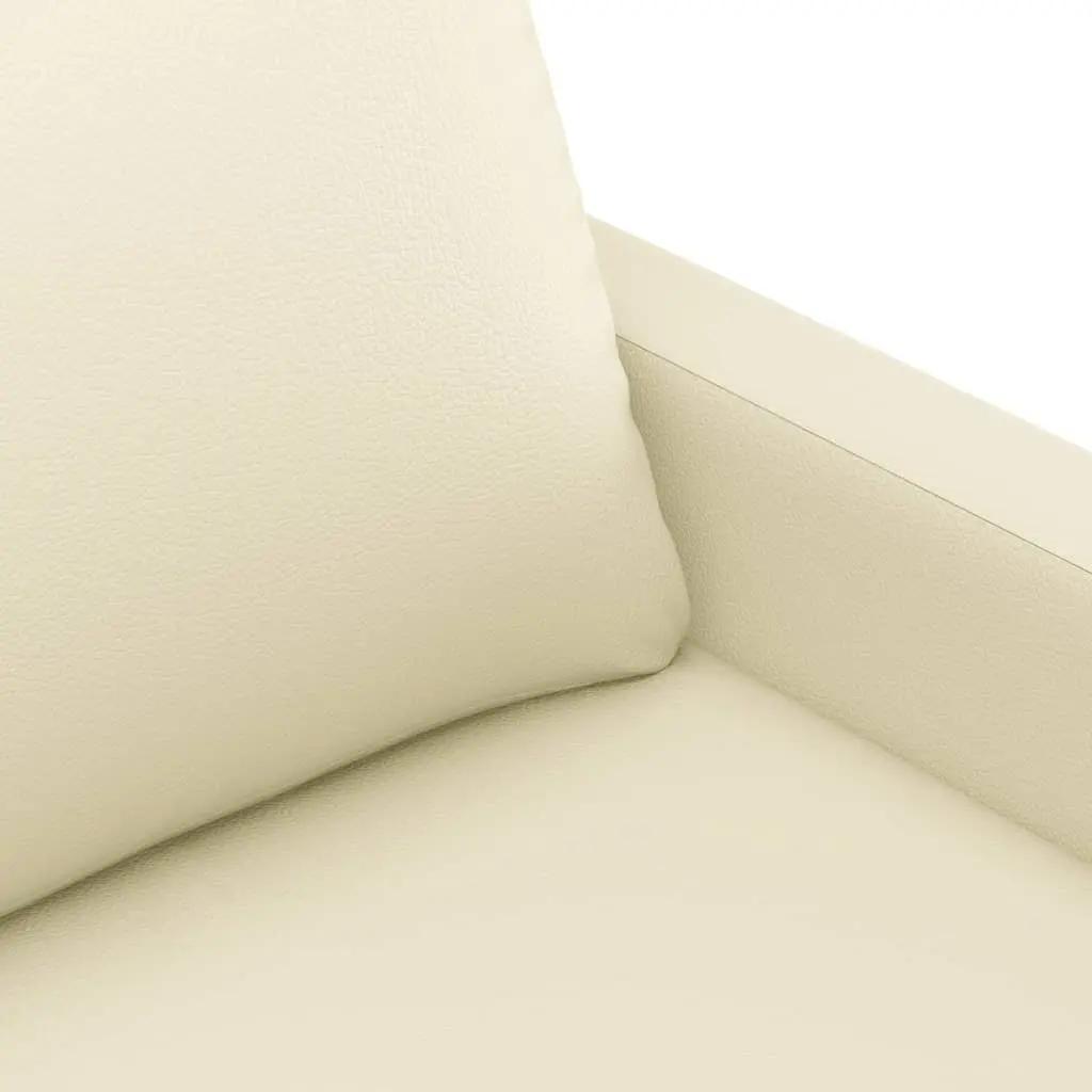 4 Piece Sofa Set for Living Room Cream Faux Leather
