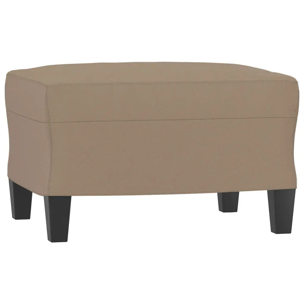 4 Piece Brown Faux Leather Sofa Set with Footstool