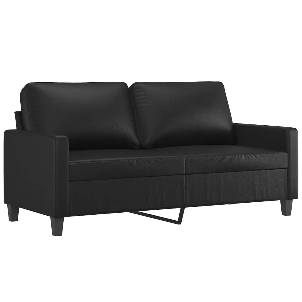 2 Piece Sofa Set Black Faux Leather Living Room Furniture Modern Design