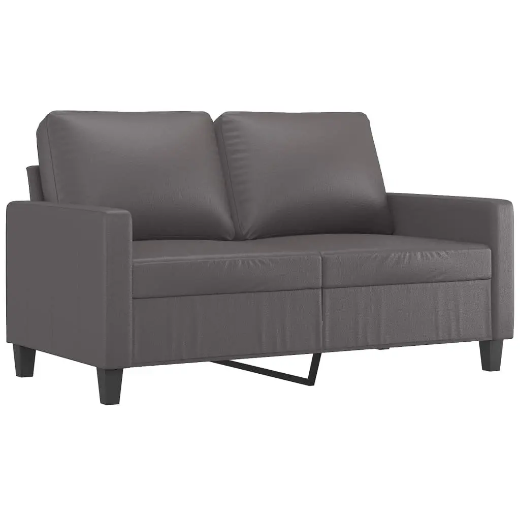 2 Piece Sofa Set Living Room Grey Faux Leather