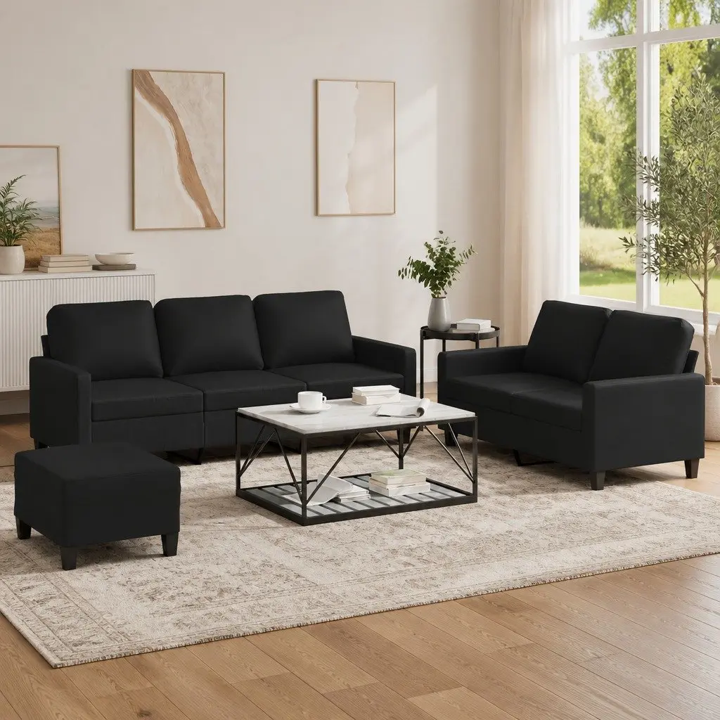 3 Piece Sofa Set with Footstool