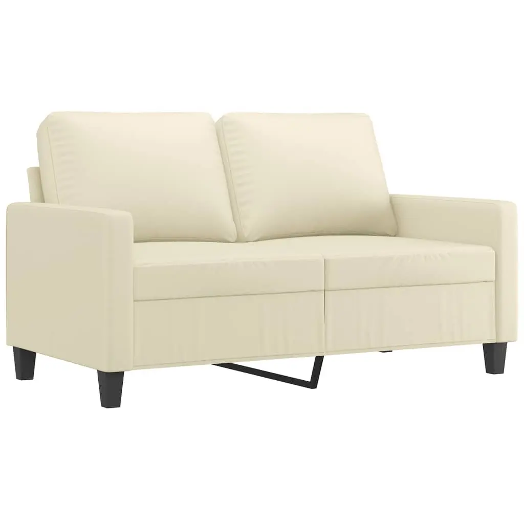 3 Piece Sofa Set Living Room Cream Faux Leather