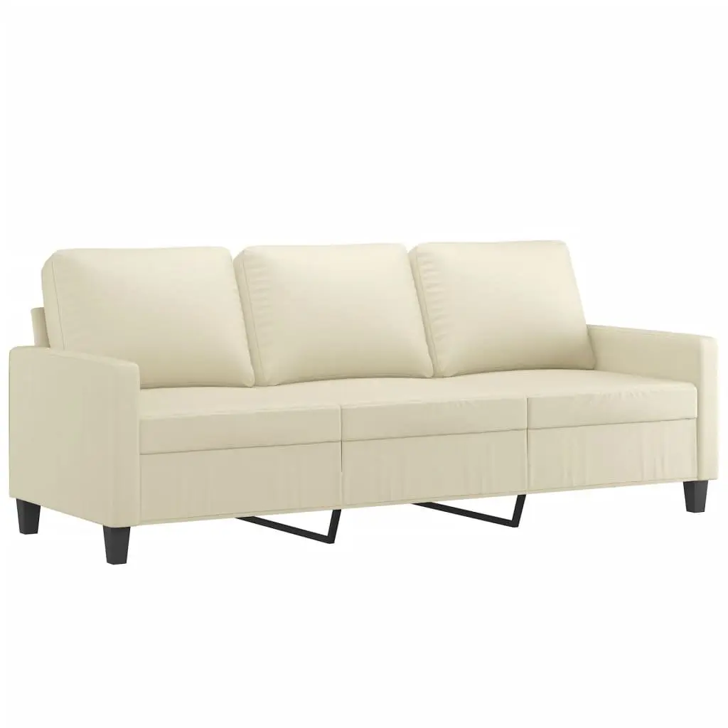 3 Piece Sofa Set Living Room Cream Faux Leather