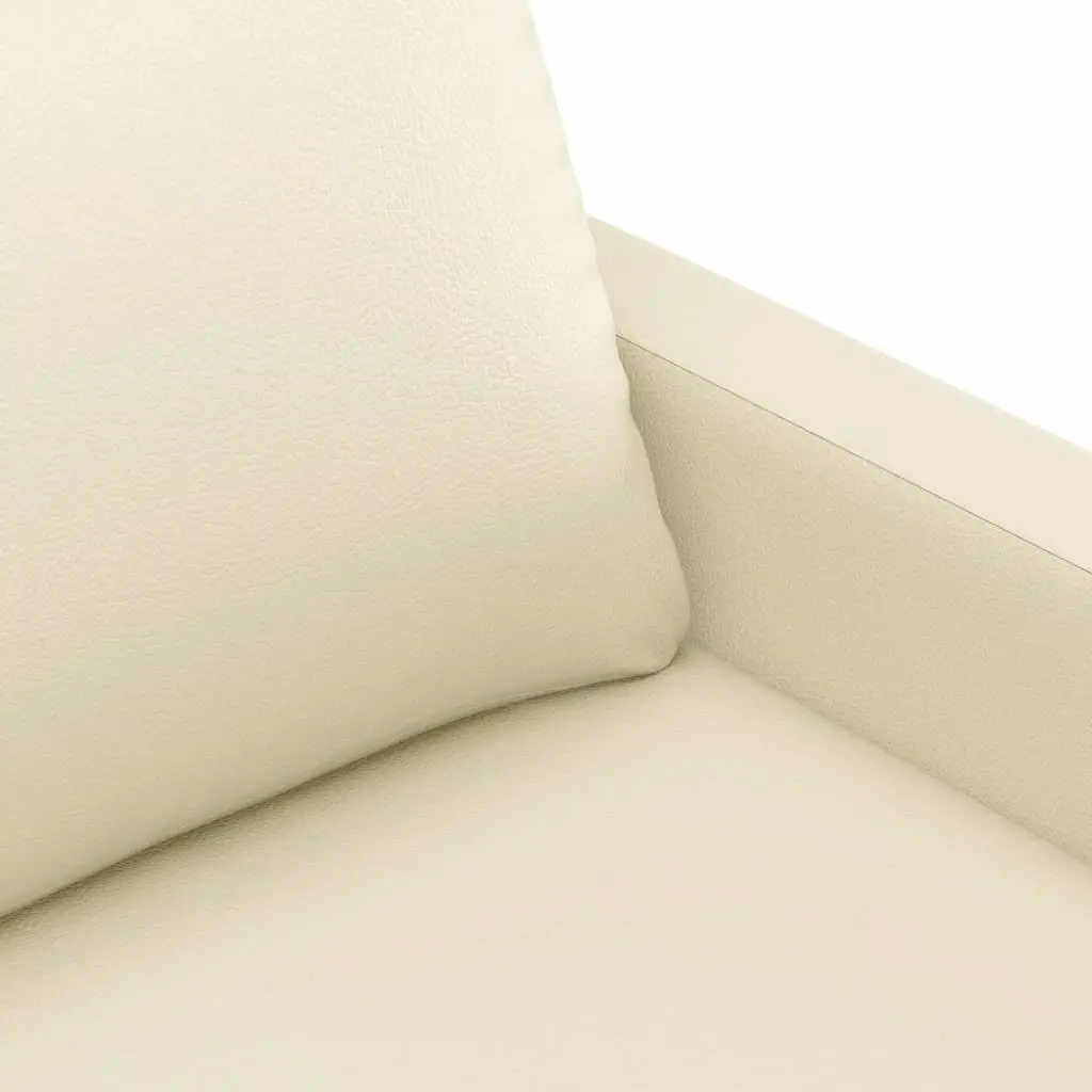 3 Piece Sofa Set Living Room Cream Faux Leather
