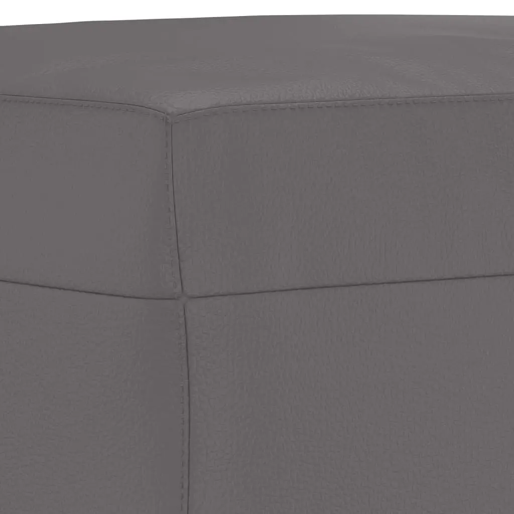 3 Piece Sofa Set Grey Faux Leather with Cushions Living Room Furniture Couch