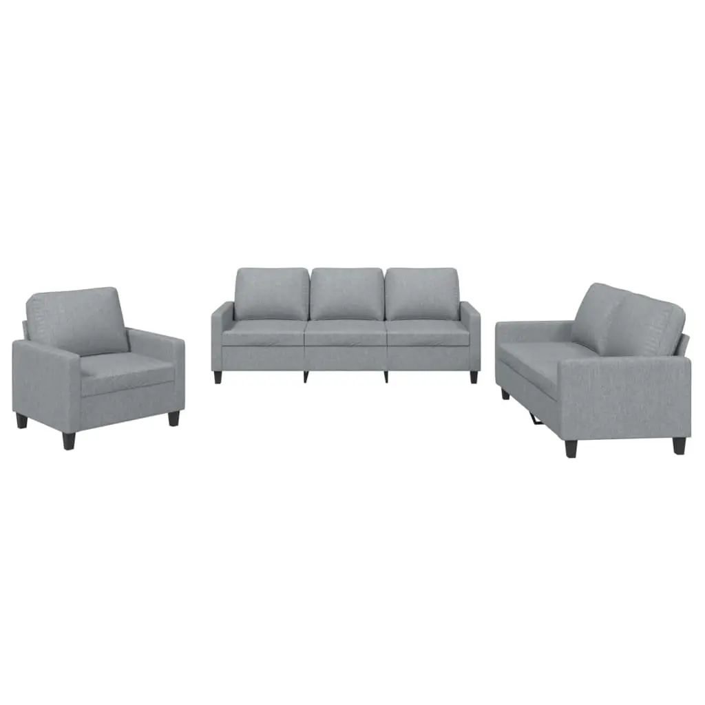 Grey Fabric 3 Piece Sofa Set