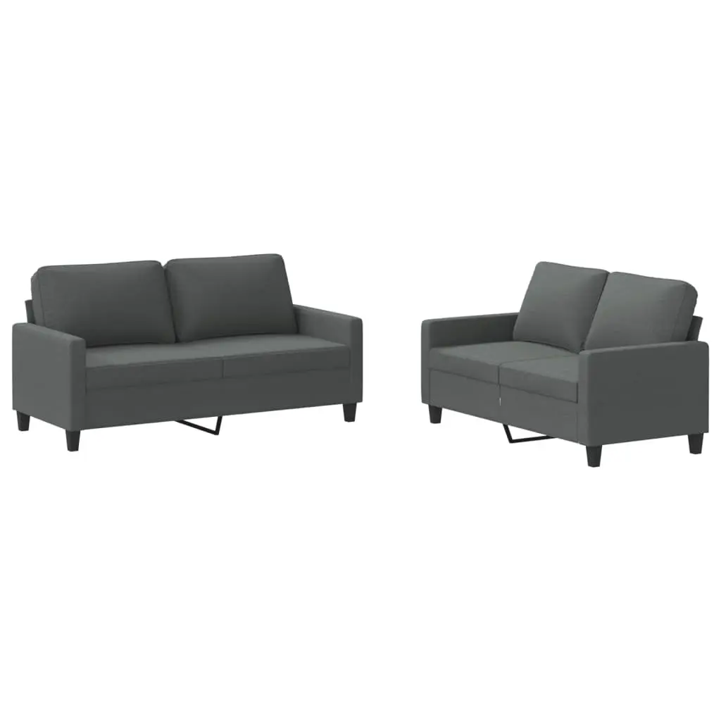 Sofa Set for Lounge Grey Fabric 2 Piece