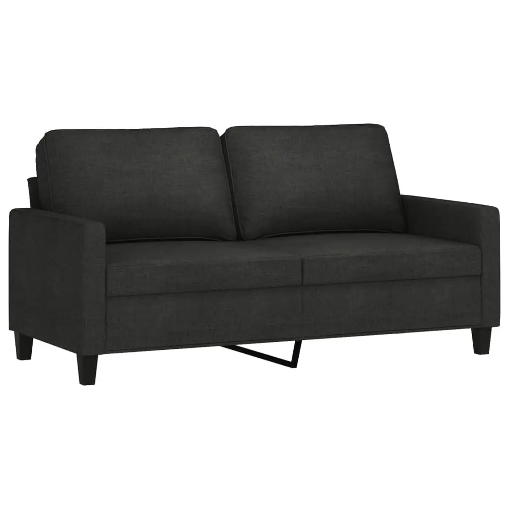 2 Piece Sofa Set Black Fabric Cushions Living Room Lounge Seating Suite