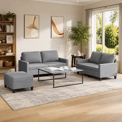Specifications of a 3 Piece Grey Sofa Set with Footstool