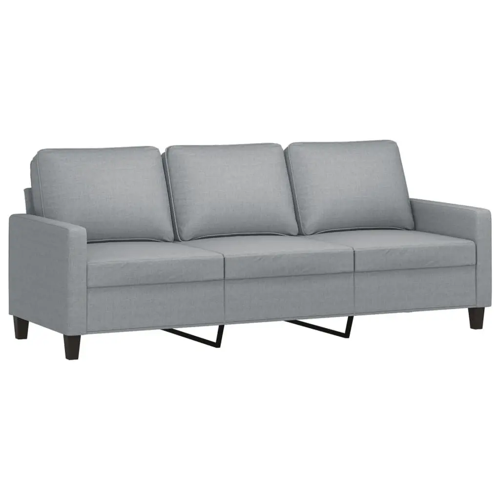 3 Piece Sofa Set in Grey Fabric with Footstool Included