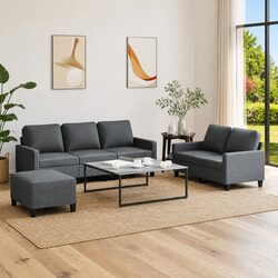 Specifications of 3-Piece Grey Sofa Set with Footstool