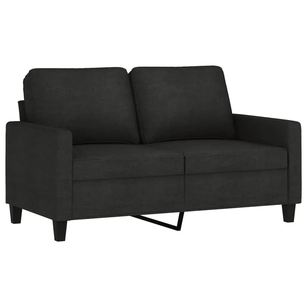 3 Piece Sofa Set with Cushions Black Fabric Lounge Couch Footstool Living Room