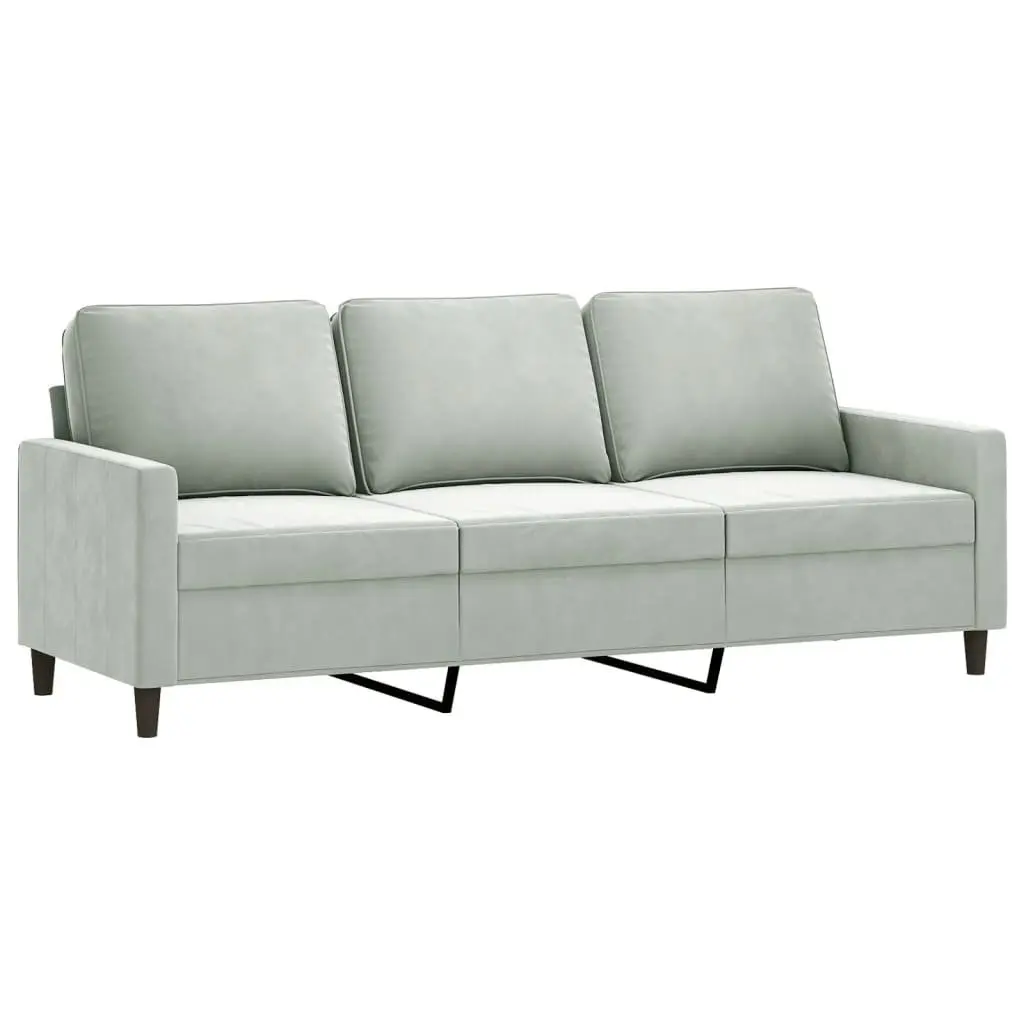 3 Piece Grey Velvet Sofa Set