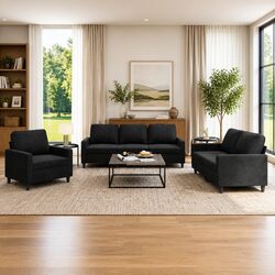 Specifications of a 3 Piece Black Velvet Sofa Set