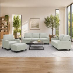 4 Piece Sofa Set Grey Velvet Lounge Suite Specifications