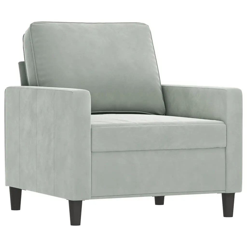 4 Piece Sofa Set for Living Room Grey Velvet