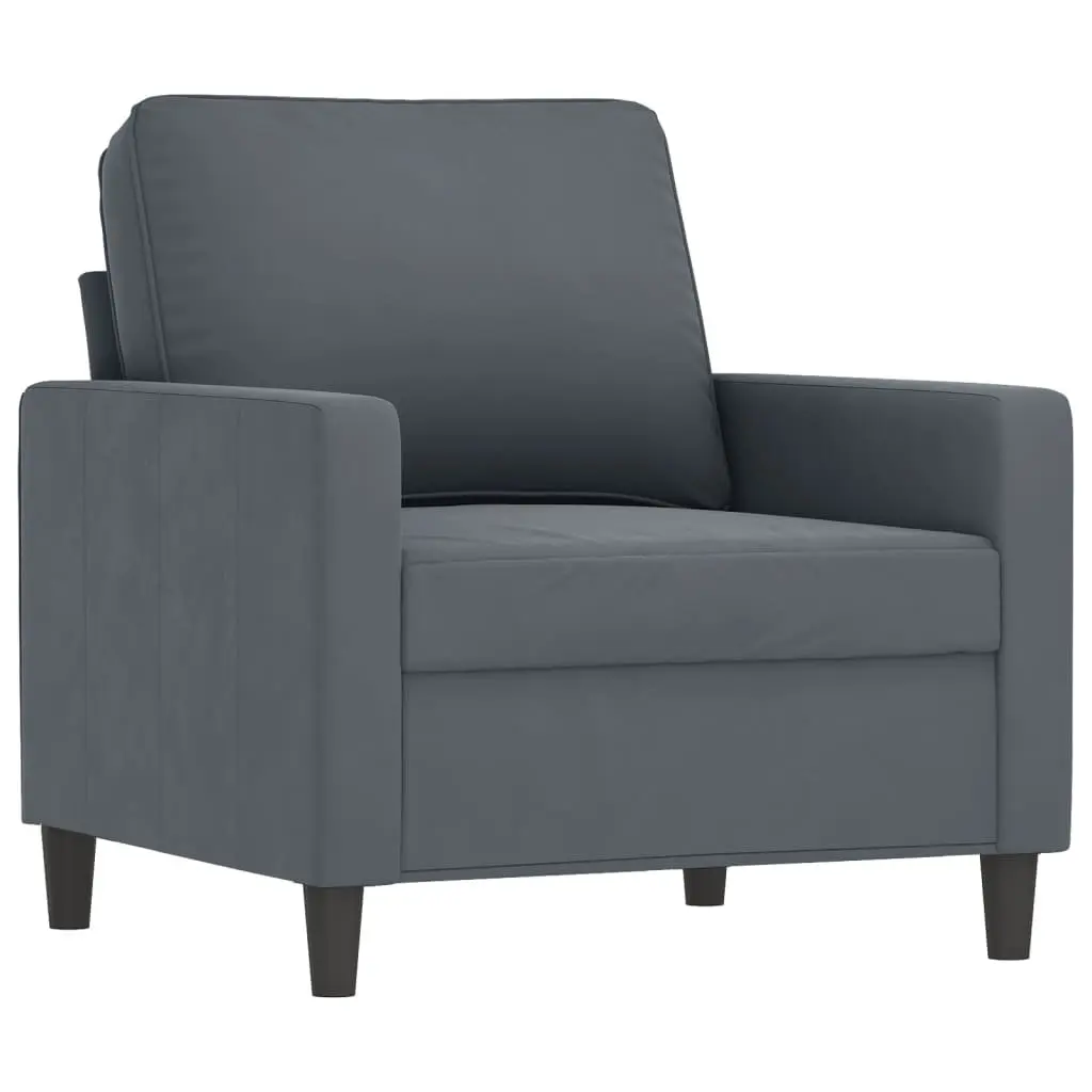 4 Piece Sofa Set for Living Room Grey Velvet