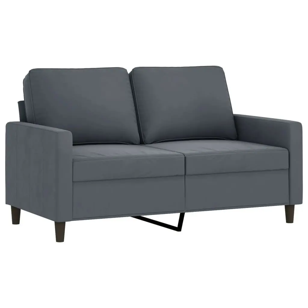 4 Piece Sofa Set for Living Room Grey Velvet