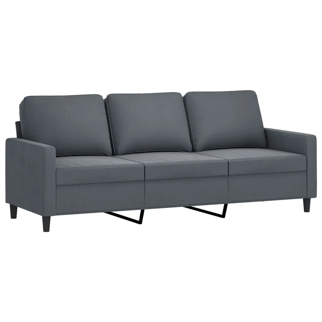 4 Piece Sofa Set for Living Room Grey Velvet