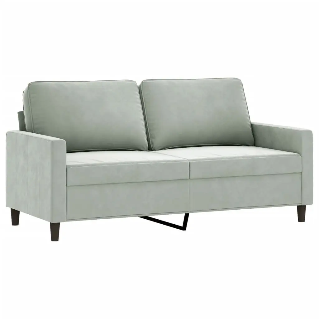 Sofa Set Living Room Grey Velvet 2 Piece