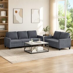Specifications of 2 Piece Grey Velvet Sofa Set