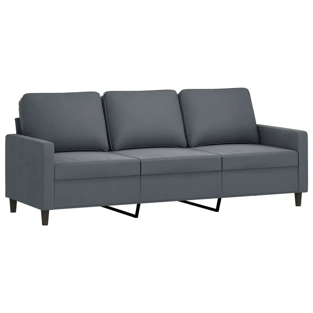 2 Piece Grey Velvet Sofa Set