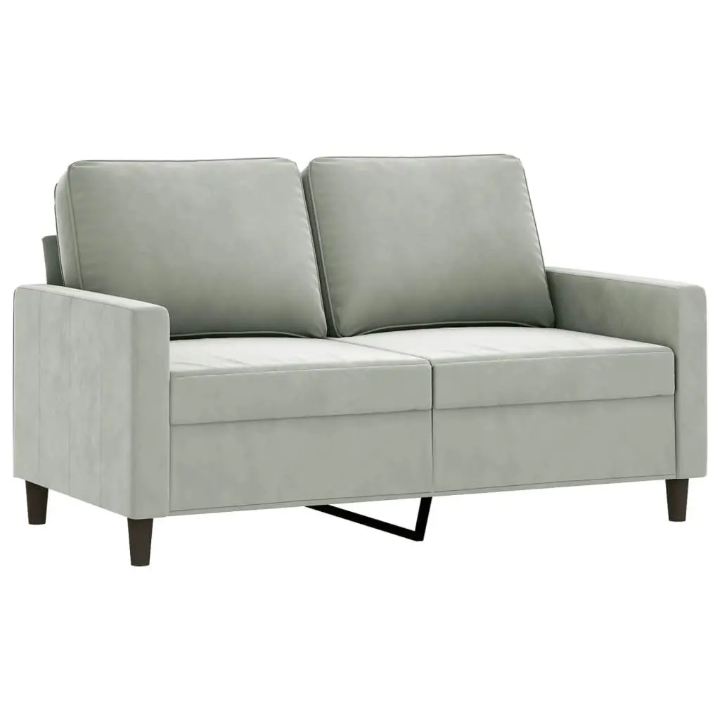 3 Piece Sofa Set Grey Velvet Living Room Furniture
