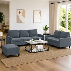Specifications of the Grey Velvet 3 Piece Sofa Set