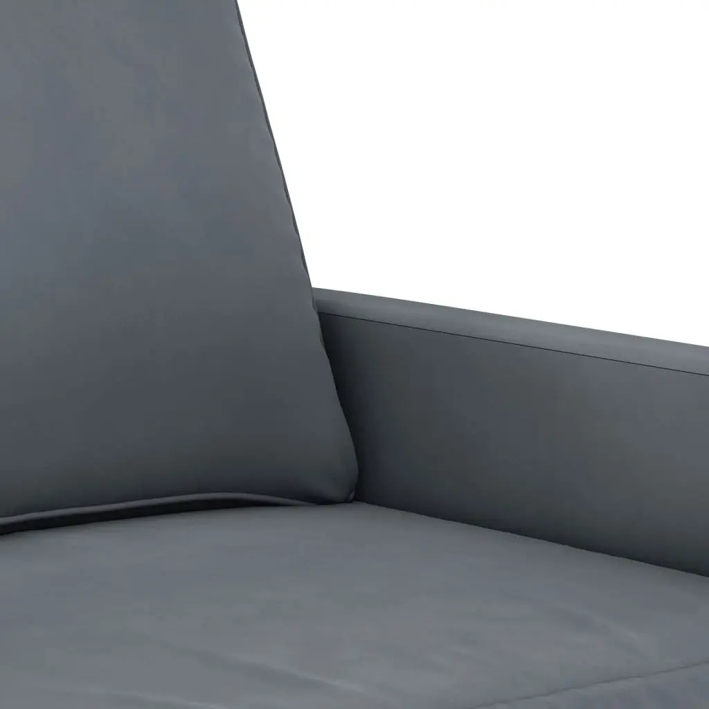 3 Piece Sofa Set with Footstool for Living Room Grey Velvet