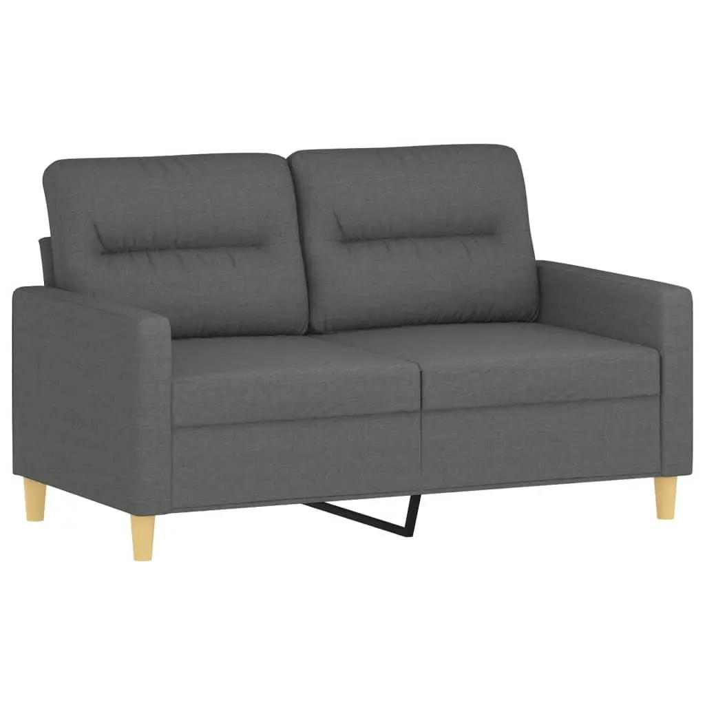 4 Piece Grey Fabric Sofa Set with Footstool Padded Seat Armrests Living Room