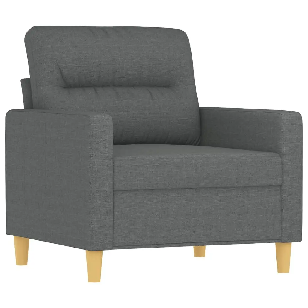 3 Piece Sofa Set Grey Fabric Lounge Suite with Pillows Living Room Furniture