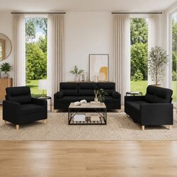 3 Piece Black Sofa Set Specifications: Perfect for Any Room