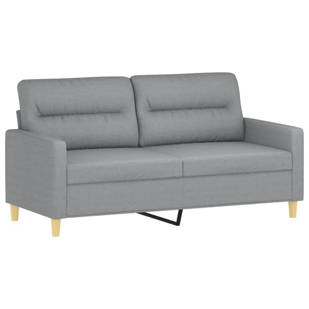 2 Piece Sofa Set for Living Room Grey Fabric with Cushions