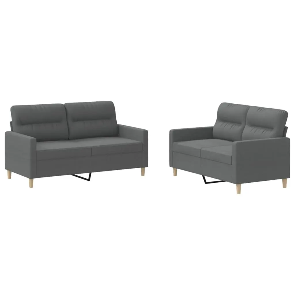2 Piece Grey Fabric Sofa Set
