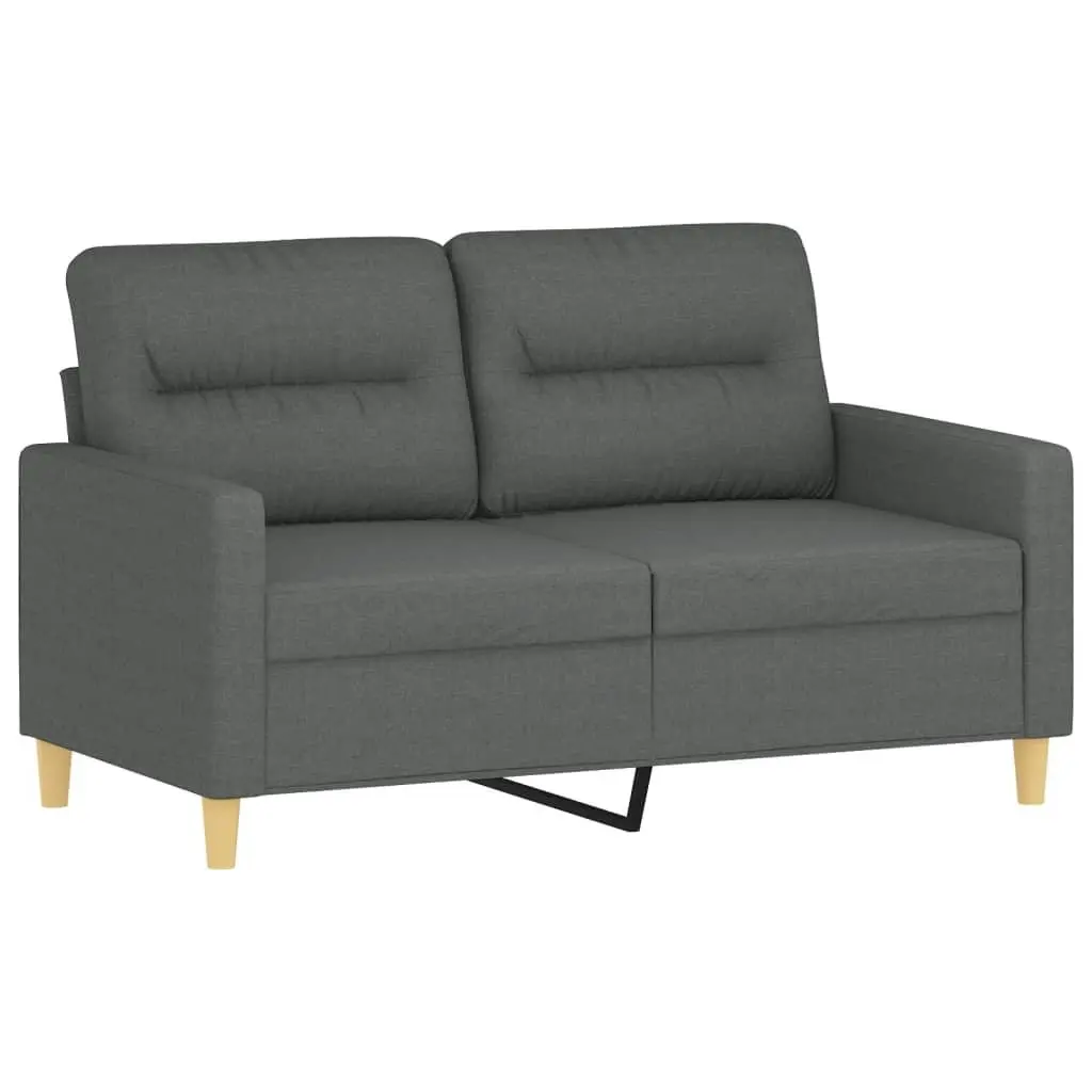 3 Piece Sofa Set Grey Fabric Couch with Cushions and Footstool Living Room