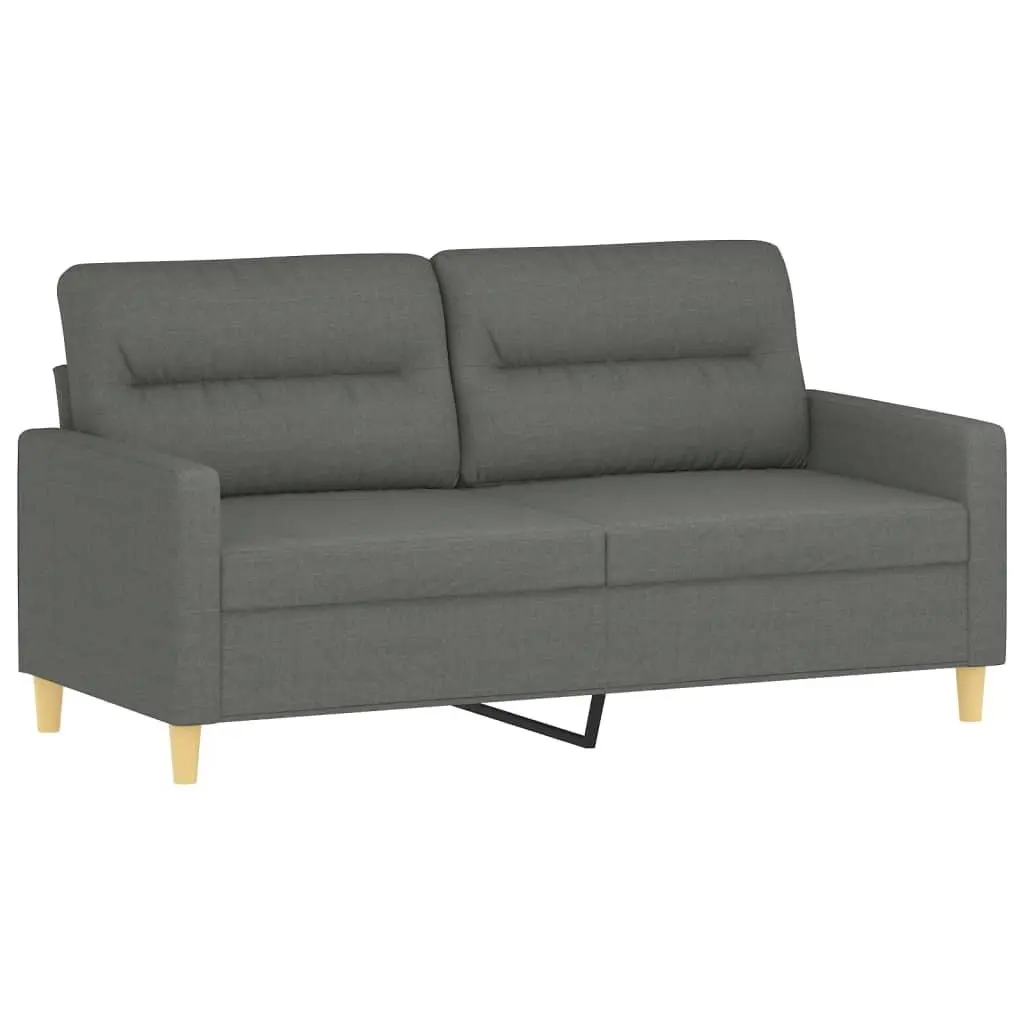 3 Piece Sofa Set Grey Fabric Couch with Cushions and Footstool Living Room