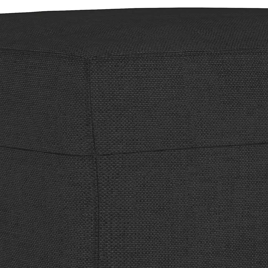 3 Piece Sofa Set with Cushions Black Fabric Lounge Couch Footstool Living Room