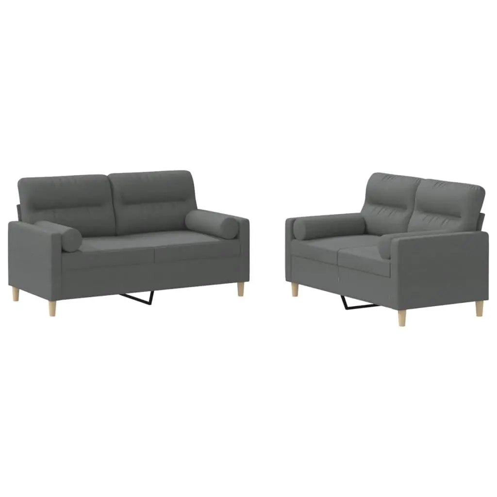 Sofa Set for Living Room Grey Fabric 2 Piece