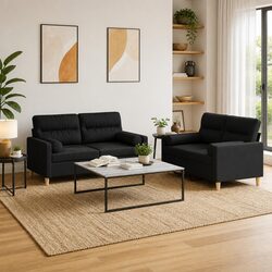 Specifications of Black Two-Piece Sofa Set with Pillows
