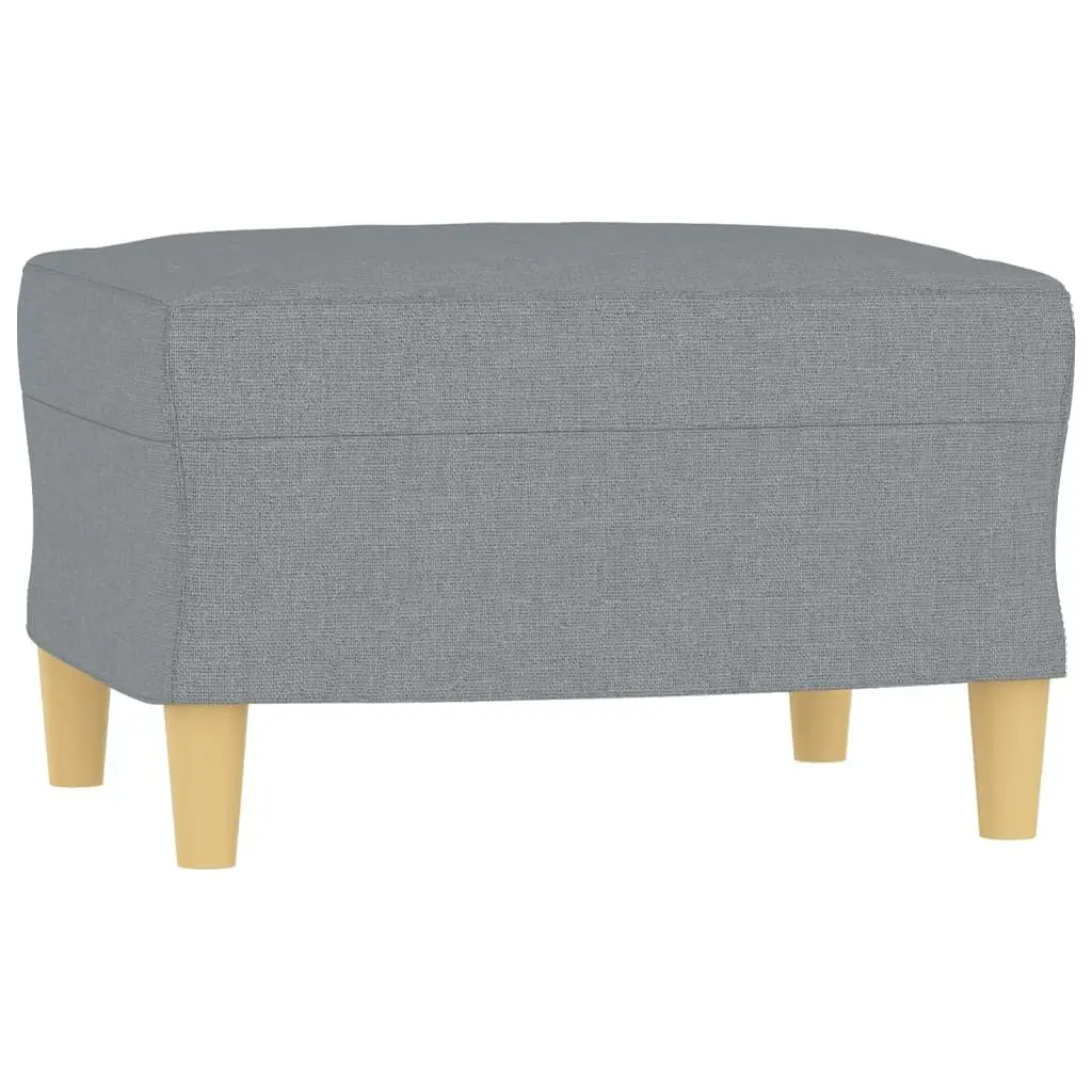 3 Piece Grey Fabric Sofa Set with Footstool and Pillows