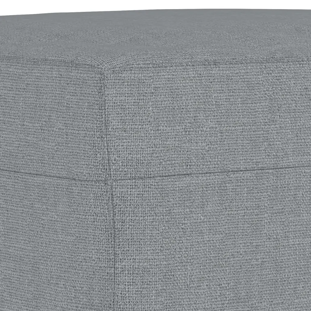 3 Piece Grey Fabric Sofa Set with Footstool and Pillows